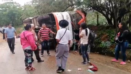 Gigantesca roca cayó sobre un bus en carreteras de Tolima