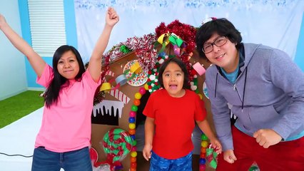 Ryan DIY Giant Gingerbread House Pretend Play Box Fort!!!!