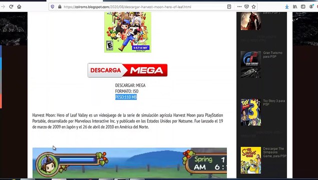 Harvest Moon Hero of Leaf Valley - PSP [ISO]