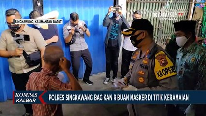 Tim Gabungan Bagikan Ribuan Masker untuk Warga Singkawang