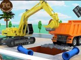 Excavator Hydraulic Hammer Drill & Clamp Trucks for Kids  Fountain Pipe Repair