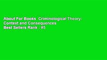 About For Books  Criminological Theory: Context and Consequences  Best Sellers Rank : #5