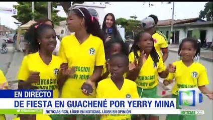 Amigos y familiares de Yerry Mina celebraron su triunfo en Guachené, Cauca