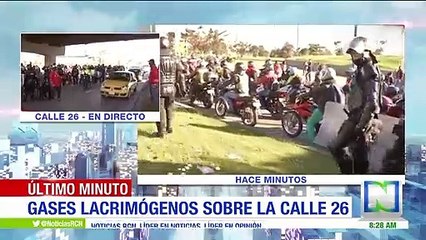 Esmad lanzó gases contra los motociclistas en la calle 26 de Bogotá