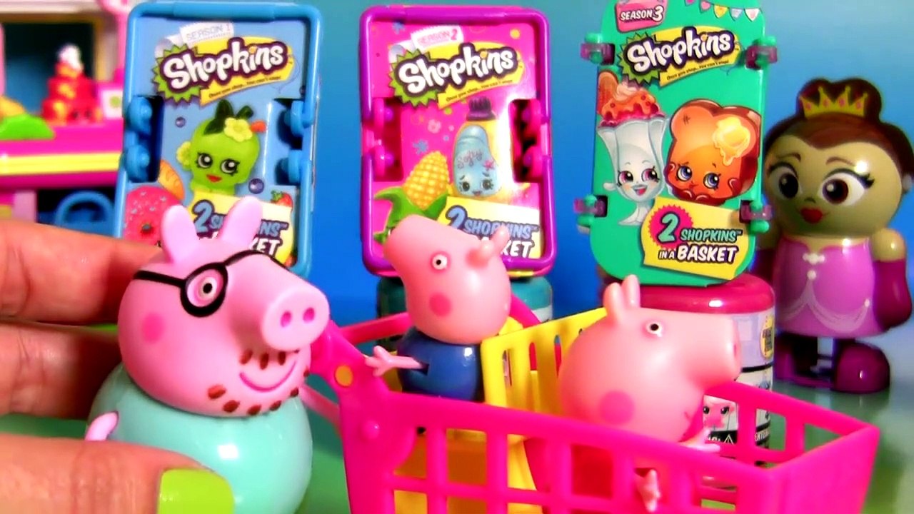 Peppa Pig & George Go Shopping Shopkins Surprise Baskets + Fashems ...