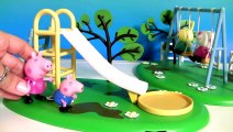 Peppa Pig Muddy Puddles Playground Sliding in s Puddle of Finger Bath Paint Disney Frozen Anna