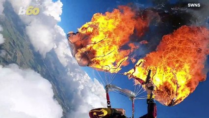 Watch The Terrifying Moment A Paraglider Sets Fire To His Parachute Before Safely Landing on the Ground