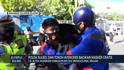 Polda Sulsel Dan Tokoh Avenger Bagikan Masker Gratis