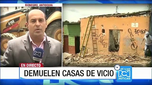 Demuelen seis casas usadas como expendio de droga en Rionegro, Antioquia