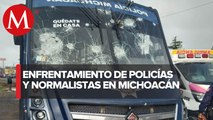 Enfrentamiento entre policías y normalistas en Michoacán deja ocho heridos