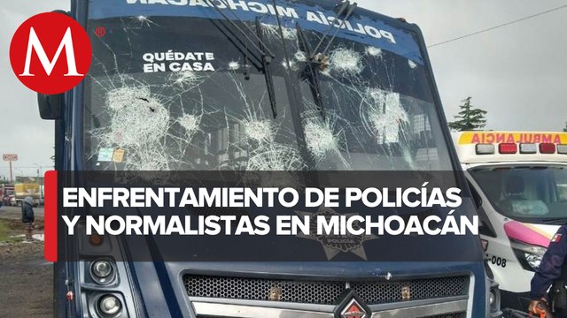 Enfrentamiento entre policías y normalistas en Michoacán deja ocho heridos