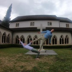 Acrobatic Duo Showcases Talent via Multiple Formations