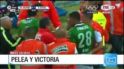 En gresca terminó el partido entre Nacional y Rosario Central por la Copa Libertadores