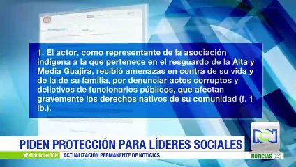 En 18 sentencias, la Corte Constitucional ha ordenado brindar seguridad a líderes sociales