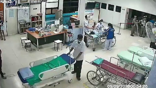 Shocking moment two rival gangs have mass brawl in hospital ward