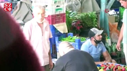 Maskeyi başına bone yaptı, zabıta uyarınca " Senin için takayım" dedi