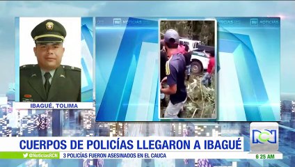 Cuerpos de policías asesinados en Miranda, Cauca, serán trasladados a Ibagué