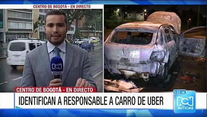 Identifican a presunto implicado en quema de carro que sería de Uber en Bogotá