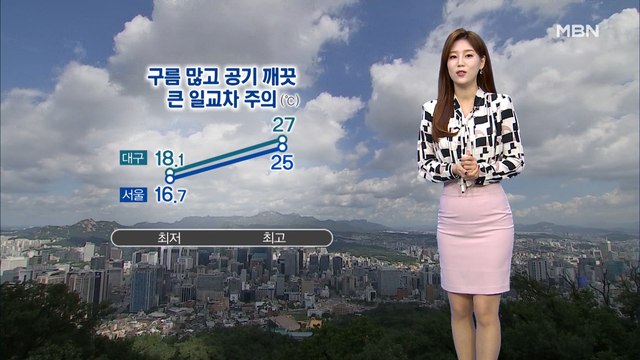 휴일 구름 많고 공기 깨끗…곳곳 비·소나기