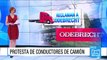 Conductores de camiones protestas por demora en los pagos de la multinacional Odebrecht