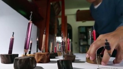 Impresionantes figuras hechas en minas de lápices y colores