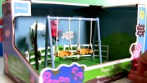 Peppa Pig Swing Playground Playset Toy Review using Play Doh Muddy Puddles by DisneyCollector