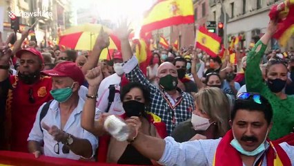 Thousands ignore social distancing and march through Madrid demanding PM resigns