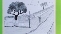 How To Draw Easy And Simple Scenery Landscape Drawing Step By Step For Beginner's