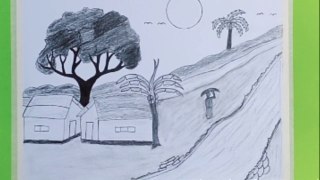 How To Draw Easy And Simple Scenery Landscape Drawing Step By Step For Beginner's