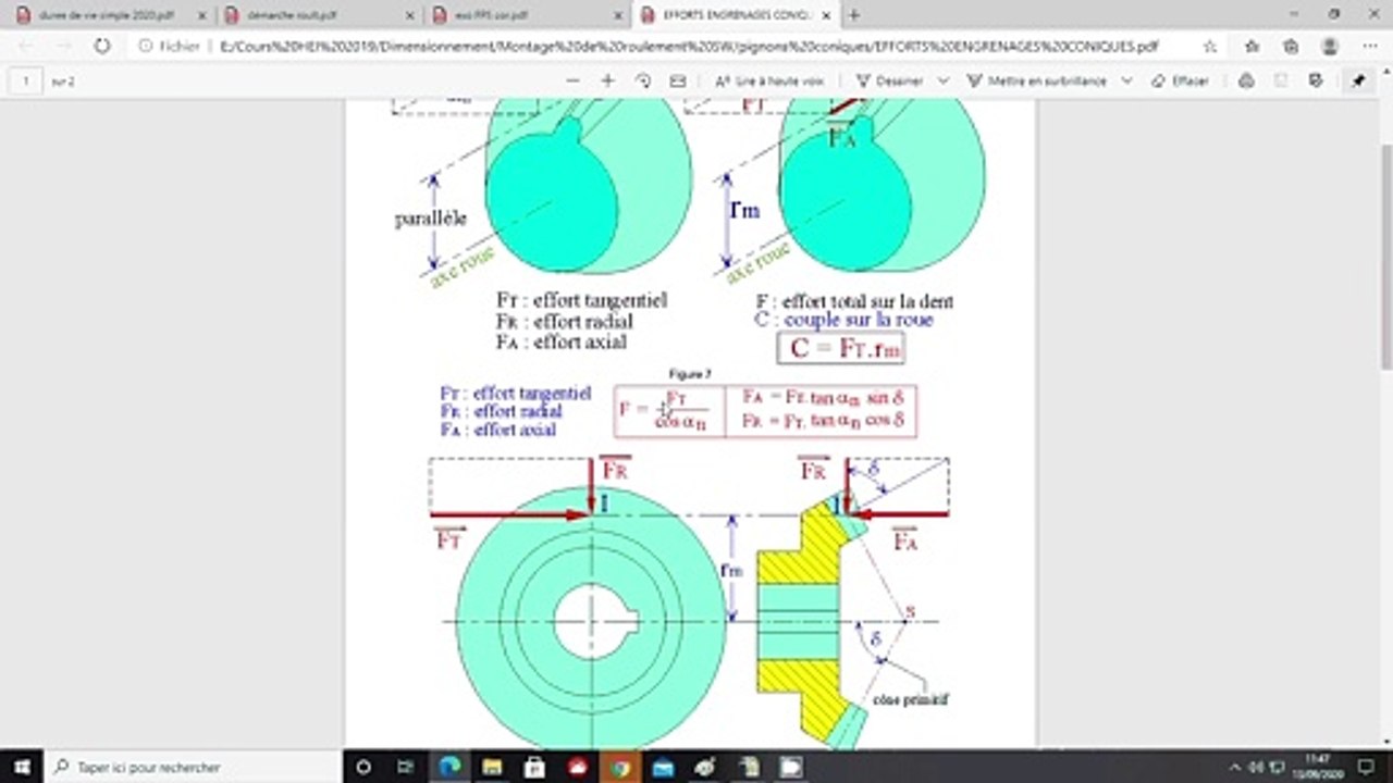 HEI Calcul d'efforts dans un montage de roulements.