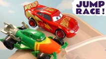 Disney Pixar Cars 3 Lightning McQueen in a Hot Wheels Jump Challenge versus PJ Masks and DC Comics Aquaman in this Family Friendly Full Episode English Toy Story Funlings Race English Story for Kids