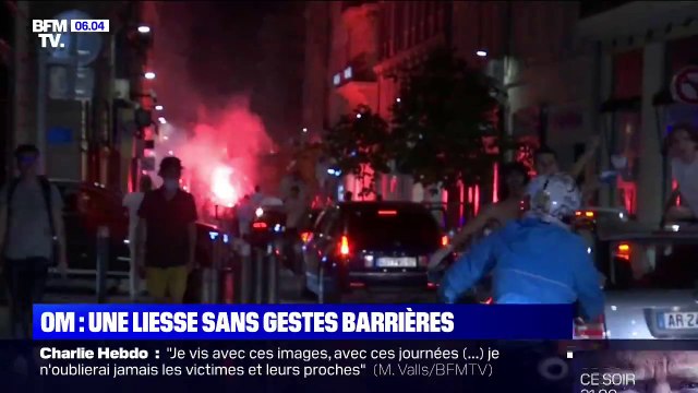 Scènes de liesse à Marseille après la victoire de l'OM face au PSG, sans grand respect des gestes barrière