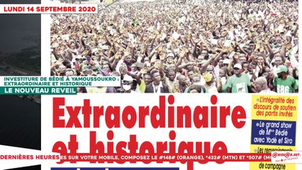 Le Titrologue du 14 Septembre 2020 : Investiture extraordinaire et historique de Bédié à Yamoussoukro
