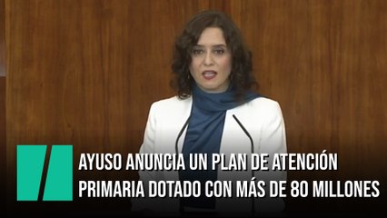 Ayuso anuncia un Plan de Atención Primaria a tres años dotado con más de 80 millones