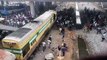Bus crossing tracks is smashed by train and carried 800 meters in Nigeria