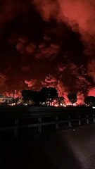 Cielo rosso per l'incendio tra Andria e Barletta