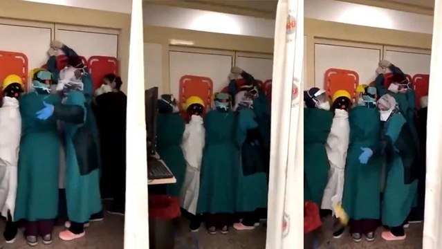 Sağlık çalışanları canlarını korumak için barikat kurdu