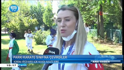 Korona virüs karşı açık havada karate dersi