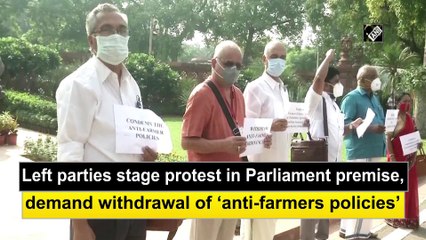 Left parties stage protest in Parliament premise, demand withdrawal of ‘anti-farmers' policies