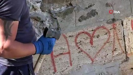 TARİHİ KÖPRÜYE SPREY BOYA İLE YAZILANLAR TEMİZLENECEK