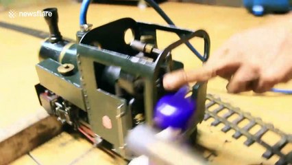 Genius man in Jakarta builds functional mini-steam engine train