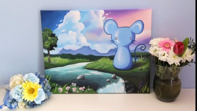 Painting a landscape by acrylic colours|acrylic painting|Albino-peafowl