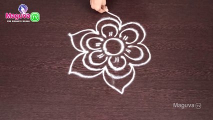 Simple Free hand Rangoli | Easy Rangoli design without Dots | Cute Freehand kolam | Maguva TV | #26