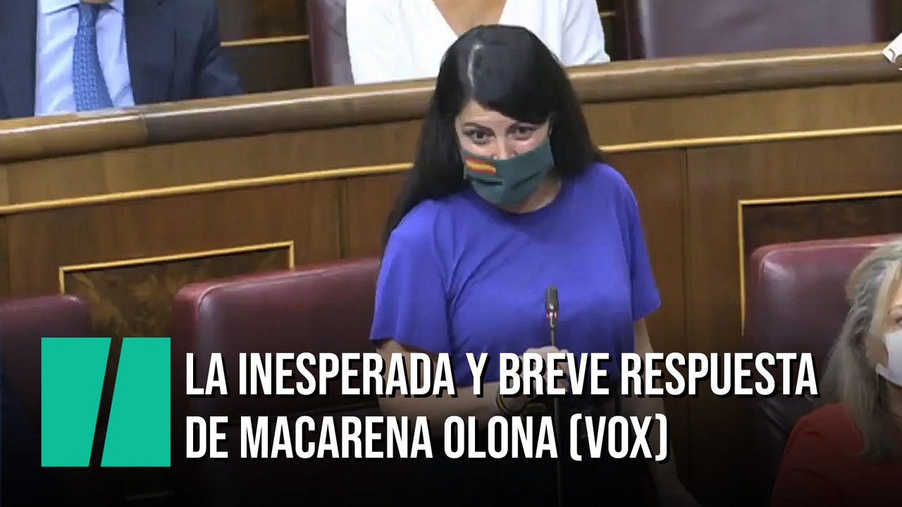 Macarena Olona (Vox) sorprende a la Cámara con su inesperada y breve respuesta