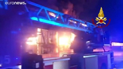 Firefighters battle large blaze in Italian port city of Ancona