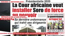 Le Titrologue du 16 Septembre 2020 :  Présidentielle 2020, la cour africaine veut installer Soro de force au pouvoir