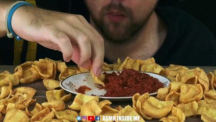 ASMR CRISPY AIR BACON SLICES CHIPS + ADJIKA (ABKHAZIAN SAUCE) EATING SOUND (NO TALKING)  BEST SOUND