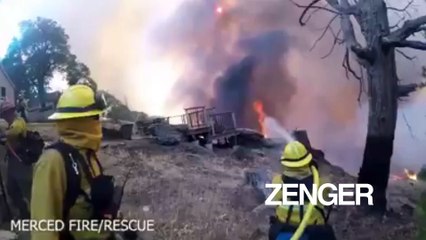 Firefighters fight the Creek Fire in Yosemite National Park