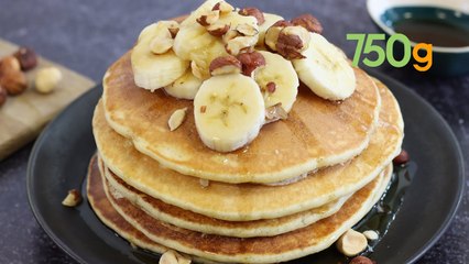 Recette de pancakes au sirop d'érable, bananes et noisettes - 750g