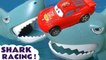 Hot Wheels Shark Challenge Racing with Disney Pixar Cars 3 Lightning McQueen versus DC Comics Batman and the Funny Funlings in this Family Friendly Full Episode English Race Story for Kids